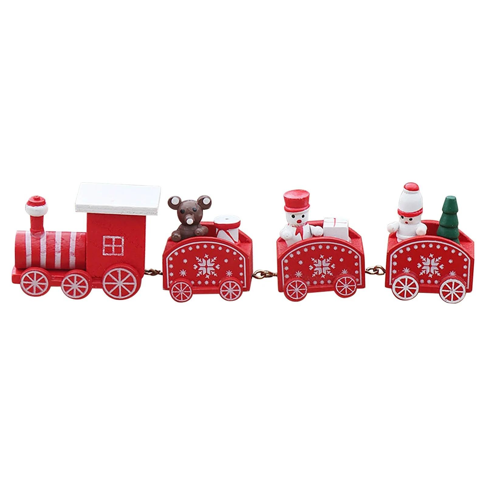 

Christmas Wooden Four-Section Train Track Decoration Children s Toy Gift One Size красный
