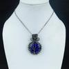 Blue Sapphire Pendant, Handmade Gemstone Pendant, 999 Copper Wire Wrapped  Pendant Antique Jewelry, For Engagement Gift