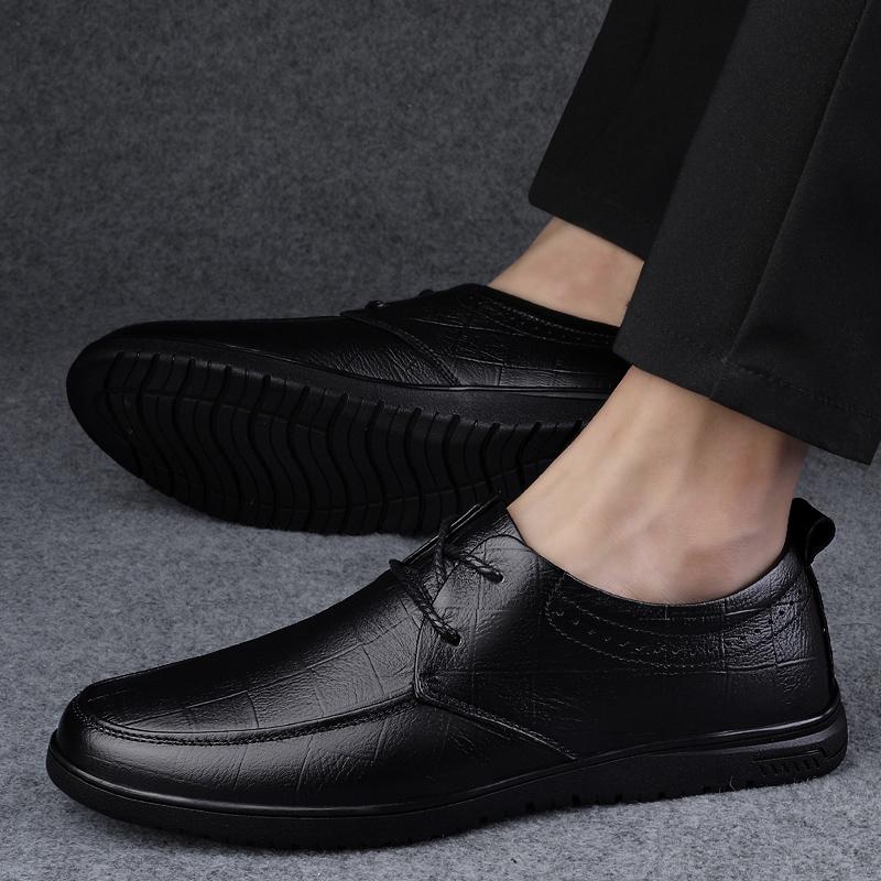 Fashion Men's Lace-Up Shoes 2025 New Classic Men's Casual Flats All-match Business Leather Shoes Men's Lace Up Comfortable Oxford Shoes