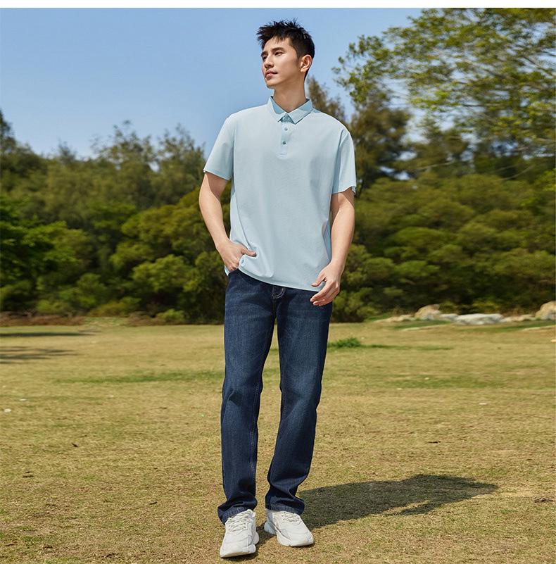 Unisex Summer Ice Silk Polo Shirt, Short Sleeve, Elastic Business-Casual, Custom Logo Option