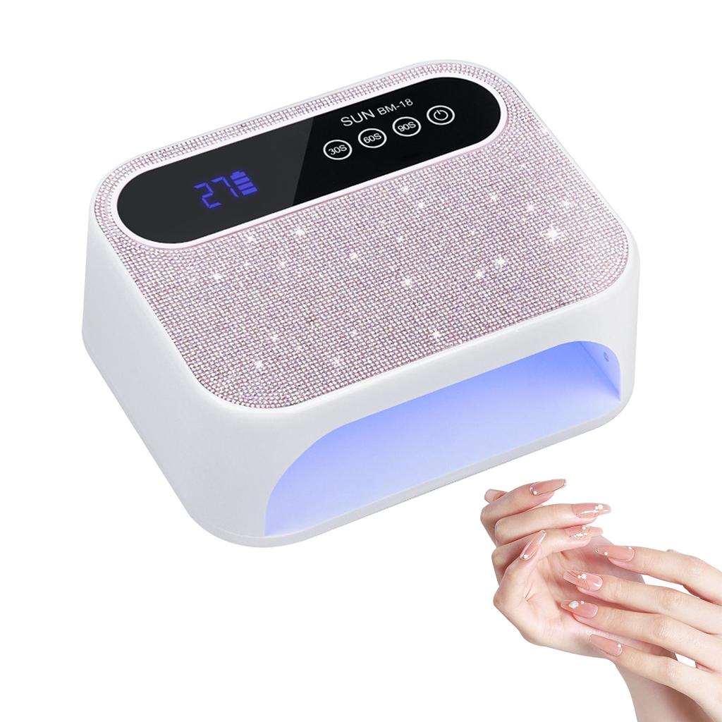 168W Sparkling Rhinestones Curing Lamp with 3 Timers Setting LED Nail Lamp for 3D Nails Art Acrylic Builder Salon Home Use