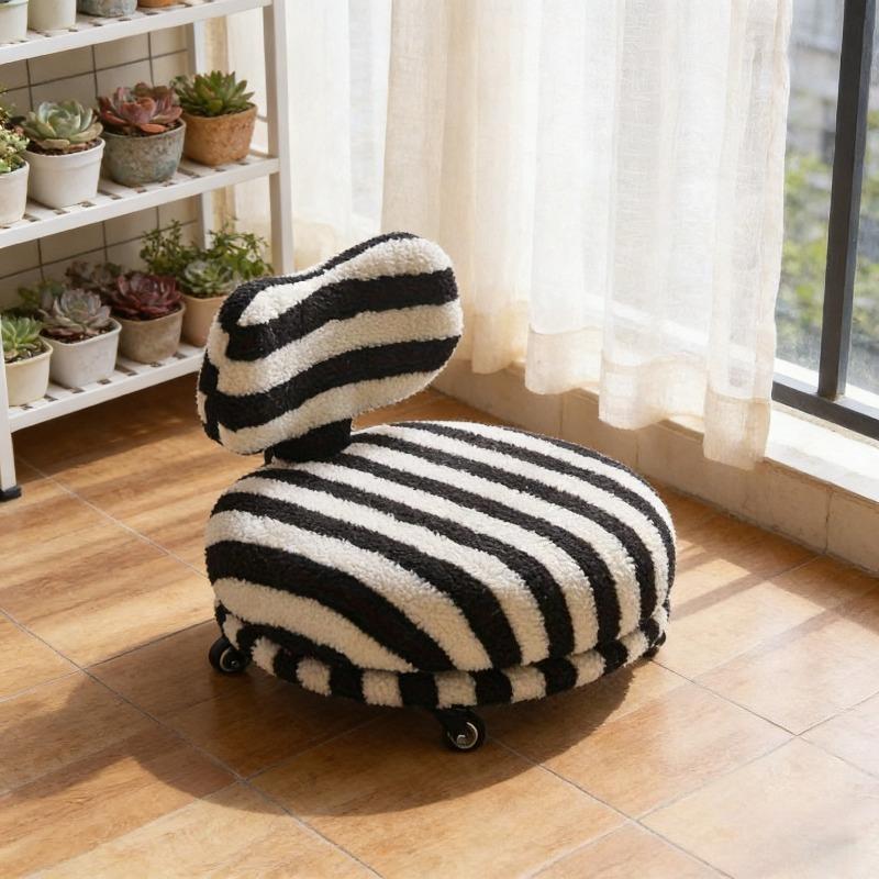 

Rotating Lamb Fleece Round Stool, Tatami Lazy Sofa Chair for Living Room,Pier Back Chair with Thick Cushion, Modern Home Seating чёрный