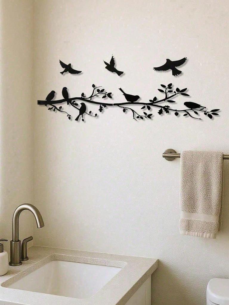 5 Piece Rustproof Metal Wall Art Set Modern Bird Branch Decor for Indoor Outdoor Living Room Bedroom Patio Gift