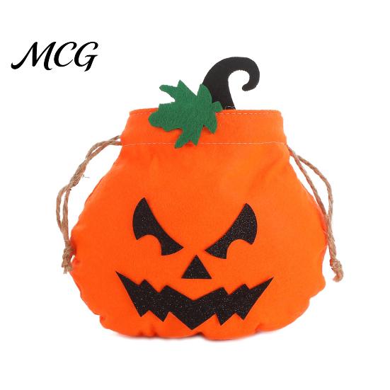 Halloween Candy Holder Drawstring Pumpkin Bag for Kids, Trick or Treat Bag, Party Supplies Reusable Non Woven Fabric Goodie Favors