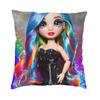 Rainbow High Dolls Characters Cushion Cover Soft Velvet Luxury Pillow Case Decoration Salon
