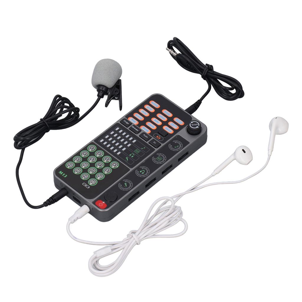 Voice Changer Live Sound Card Portable Voice Disguiser with Bluetooth DJ Controller for Live Streaming Singing Gaming