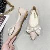 Fashion With Bow French Style Pointed Toe Shoes for Women Wrinkles Elegant Party Stylish Chic Point Cheap Liquidation Shoe Woman Flats
