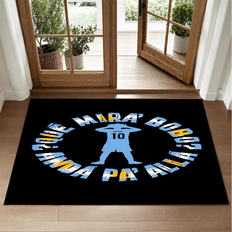 Lionel Messi Design Crystal Velvet Rug Soft Decorative Mat for Bedroom Entrance