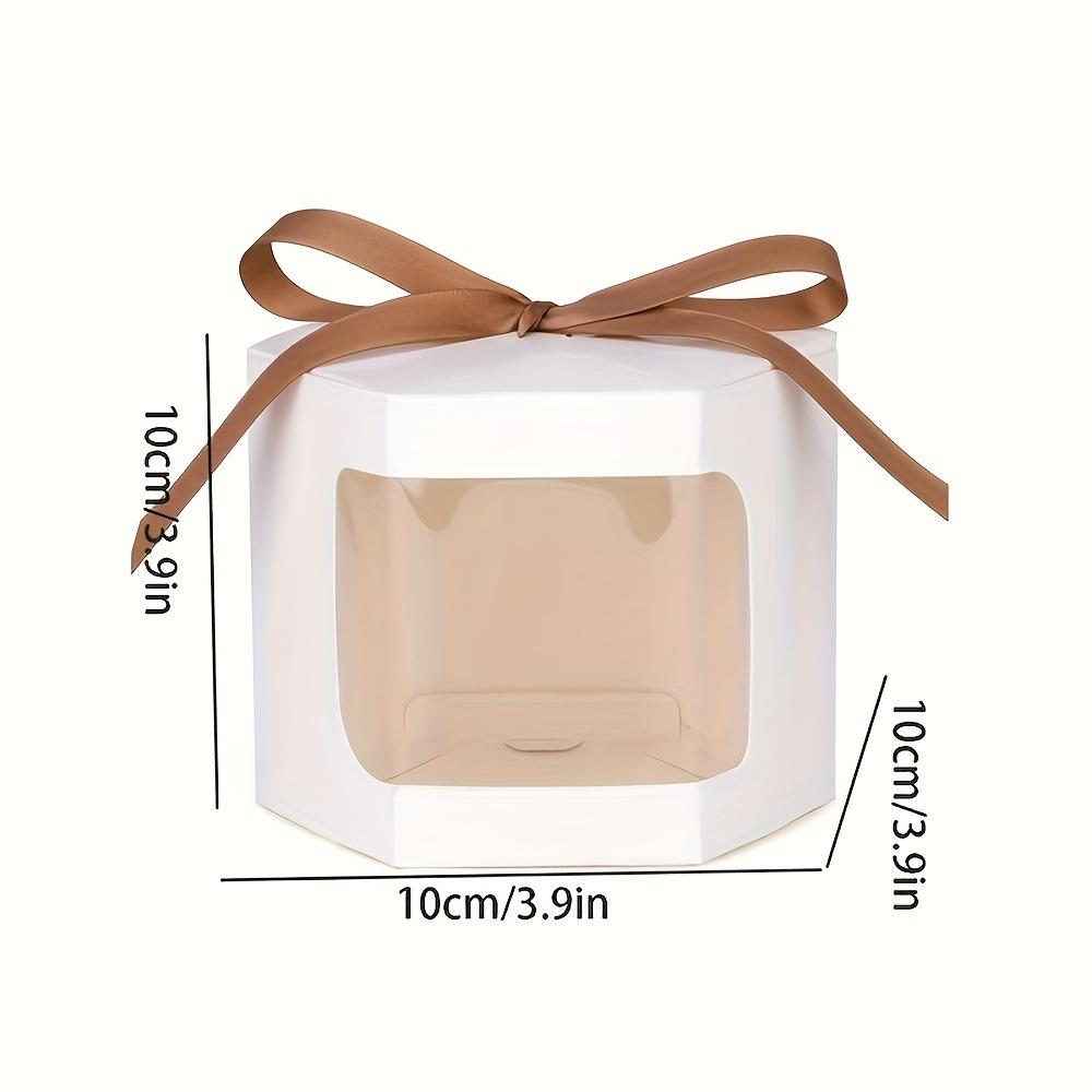 50pcs Gift Box with Display Window Hexagonal Paper Box with Lid Suitable for Gifts Handicrafts Cakes Candy Boxes Wedding Parties Birthday Gift Boxes