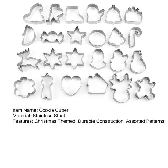 8/10/18/24Pcs Stainless Steel Cookie Cutter Set 3D Shape Design Various Patterns Holiday Cookie Mold Christmas Gift Baking Tool