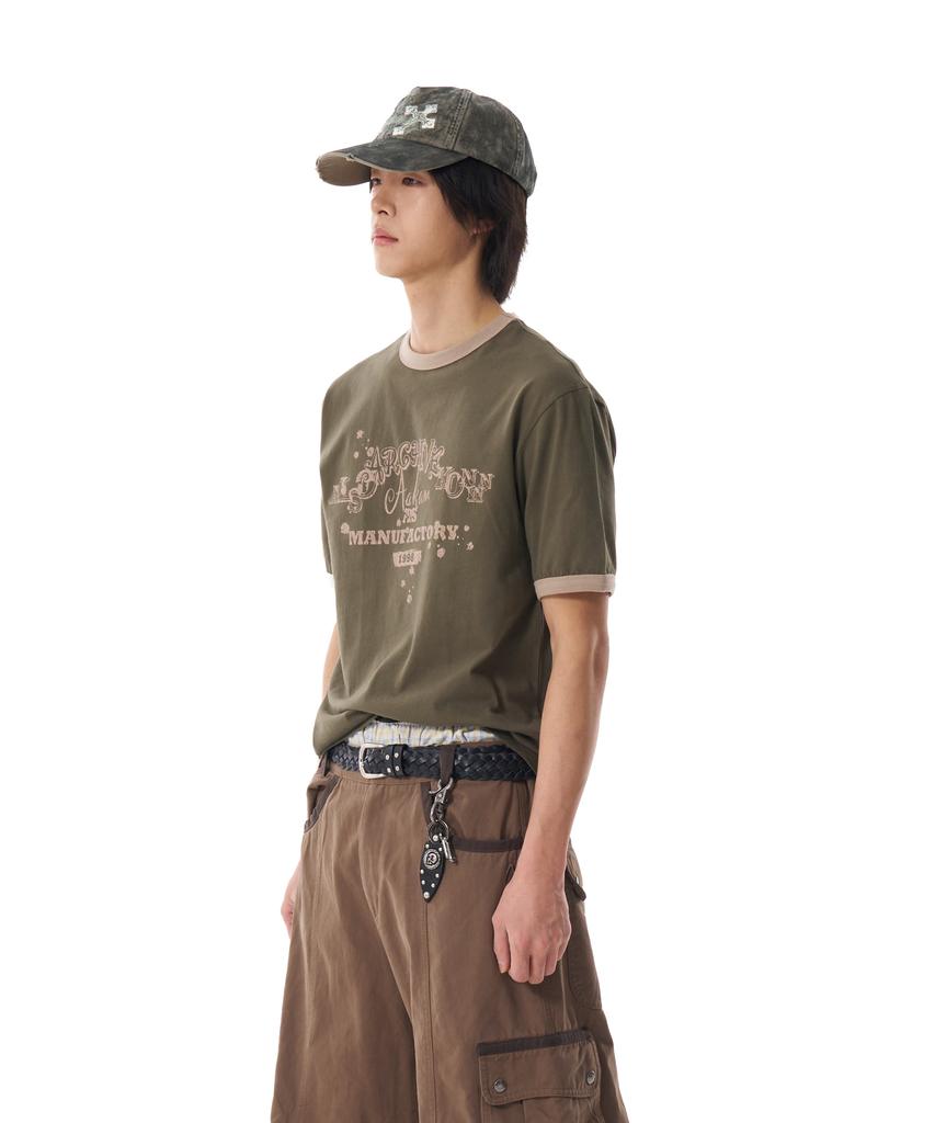 AAKAM Vtg Ink Ringer Top (Khaki)
