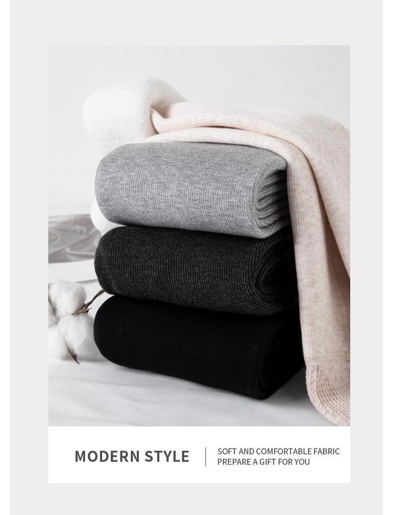 Women's Gray Slim Fit Cotton Leggings - 2025 New Warm Plus Velvet for Autumn/Winter