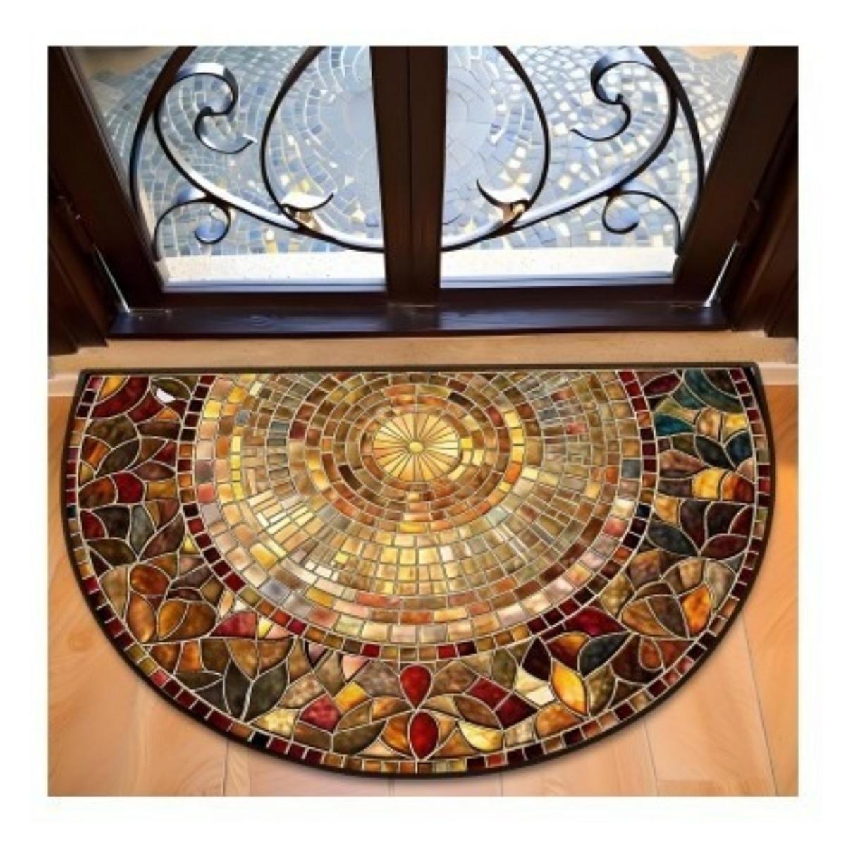 

Полукруглый коврик для пола с каменным узором, толстый, мягкий, замшевый, подходит для украшения крыльца и гостиной, машинная стирка, противоскользящий, износостойкий 60*90CM