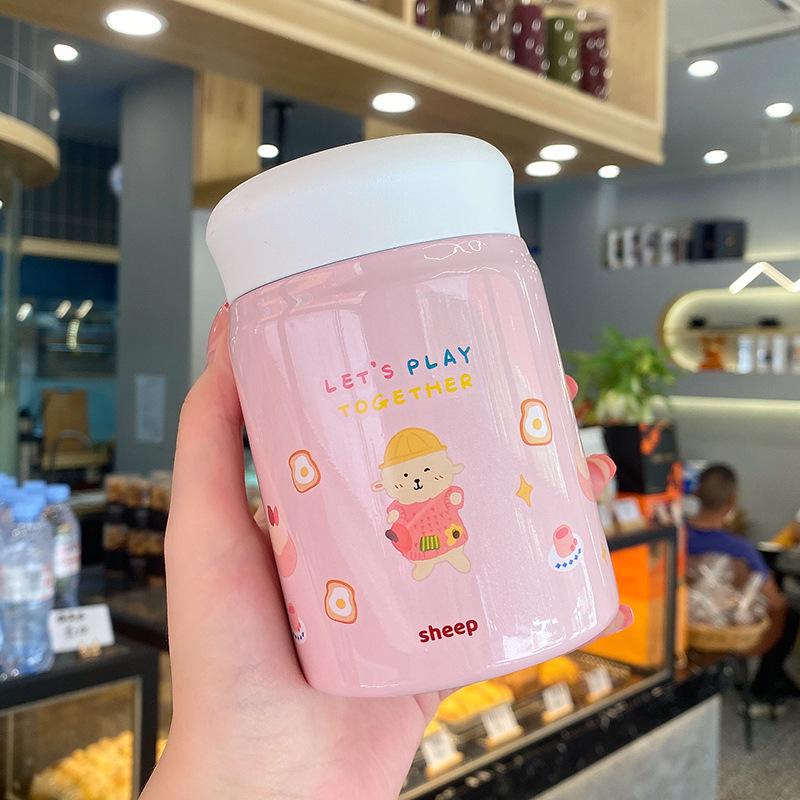 Small Cartoon Stew Cup: Portable, Cute Stainless Steel Insulated Mug for Girls & Students - Perfect for Porridge