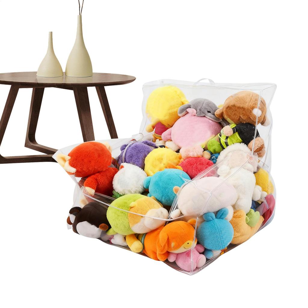 Pluszak Puf Przezroczysty Organizer na Pluszowe Zabawki Bardzo Duży Wodoodporny Puf do Wypełniania Do Sypialni Pokoju Zabaw Salonu