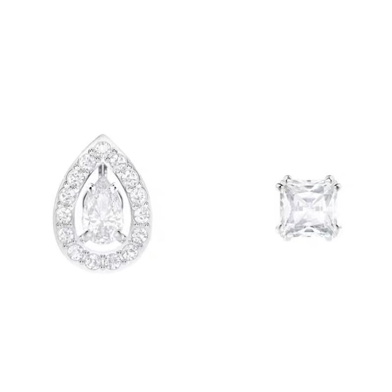 Swarovski Water Drop Asymmetric Stud Earrings Women s Silver 5410284 серебряный