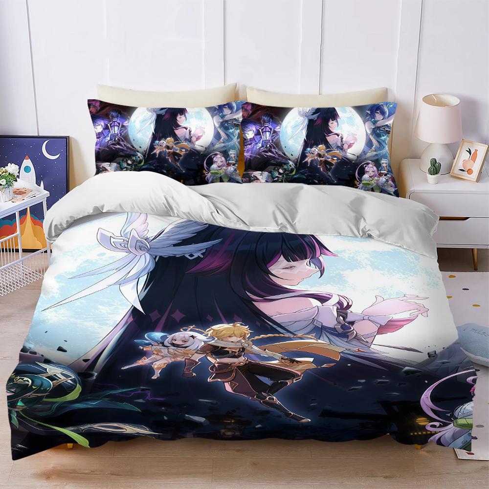 

Genshin Impact Комплект постільної білизни з підковдрою Flins Q М який washed Bed 3 шт. Літній Зручний Студентський гуртожиток Дім Дитяча постіль Найкращий продаж (135x200cm)
