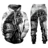Trend Animal The Lion 3D Print Men's Tracksuit Sets Casual Hoodie And Pants 2pcs Sets Oversized Sweatshirt Fashion Men Clothing