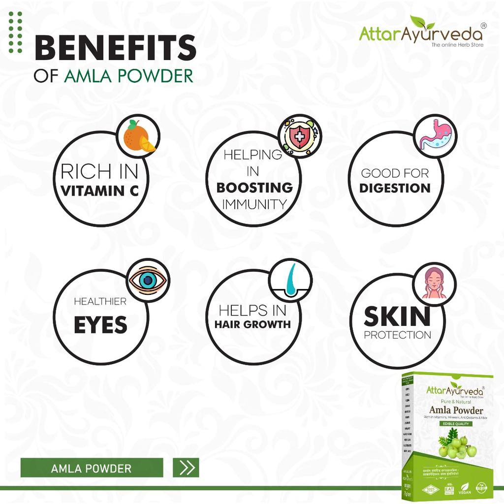Attar Ayurveda Pure Amla Powder For Hair Care Natural Herbal Powder For Skin & Face 500 g Gentle Daily Use Ayurved Care