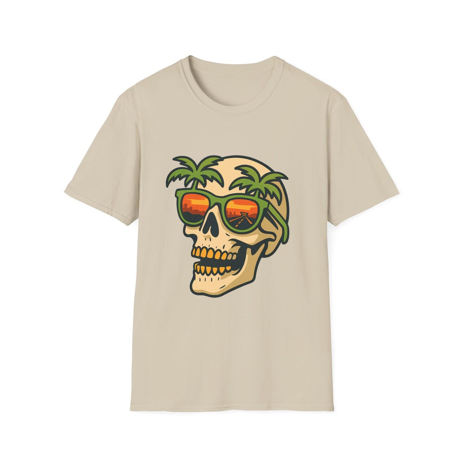 Unisex Softstyle T-Shirt West Coast Skull Sunglasses Highway Sunset S разноцветный