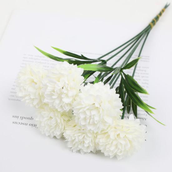6 Pcs Artificial Hydrangea Flower Faux Chrysanthemum Ball Flower Fake Long Stem Hydrangea Bridal Bouquet for Home Office Wedding Decor