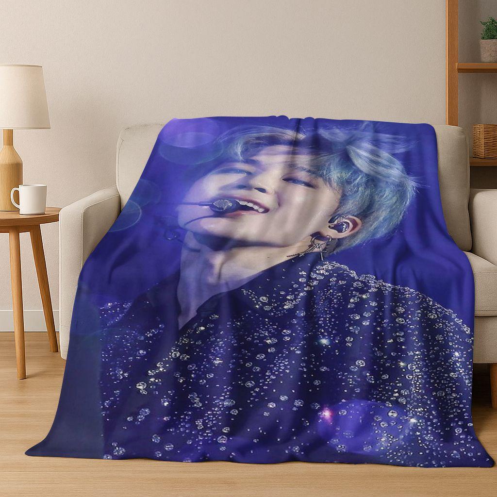 3D JIMIN Solo KPOP Singer Flannel Blanket,Warm and Cozy Soft Throw Blanket for Home Bedroom Bed Sofa Picnic Office Cover Gift