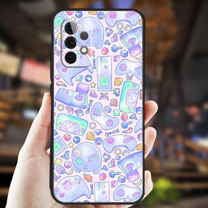 90s Sweet Kawaii Game Controller Case For Samsung Galaxy A34 A06 A05 A32 A16 A55 A36 A26 A54 A14 A22 A52 A35 A15 A53 A13 A56