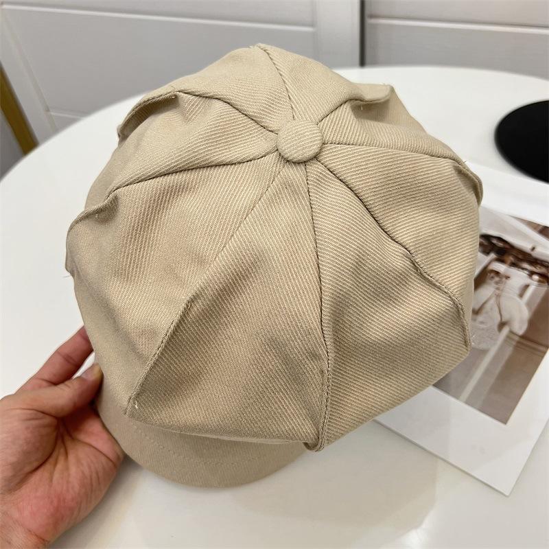 Chapeau octogonal simple en coton cousu pour femmes, mode automne et hiver, polyvalent, littéraire, rétro, casquette bec de canard, casquette de gavroche