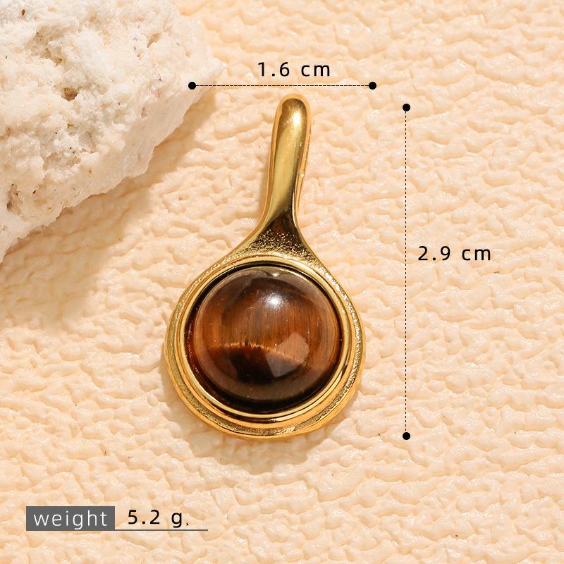 Stainless Steel Tiger Eye Oval Pendant & Earrings Set