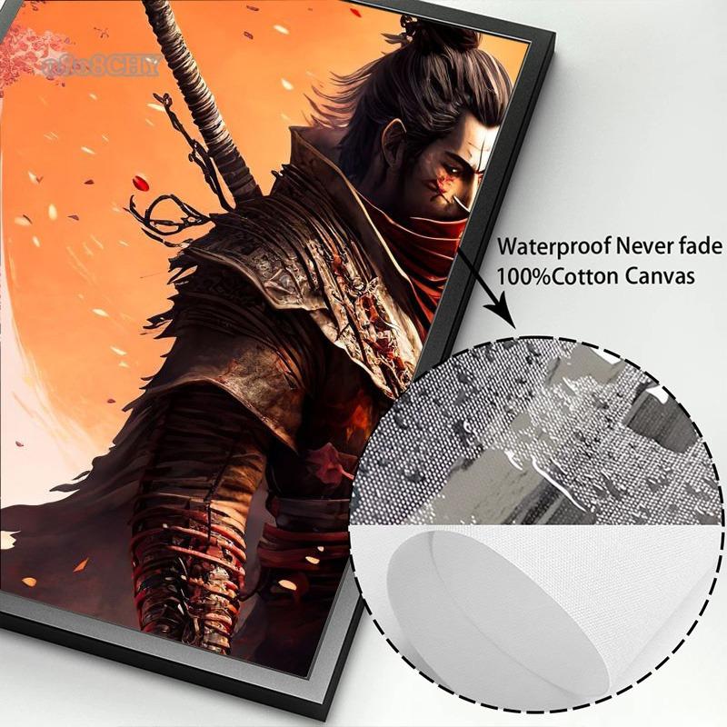 Japanischer Samurai Abstrakte Kunst Leinwandmalerei Samurai Poster und Drucke Wandkunst Bilder für Heimwanddekor Kunstgemälde