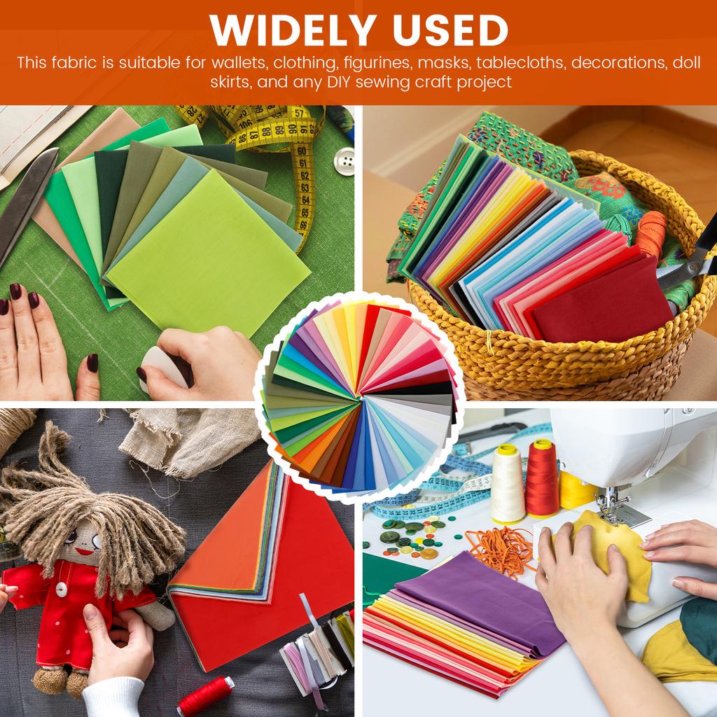 50 ks Barevné bavlněné látky čtverce patchwork scrap svazky pro DIY řemesla prošívání a šití víceúčelové bavlněné látkové čtverce