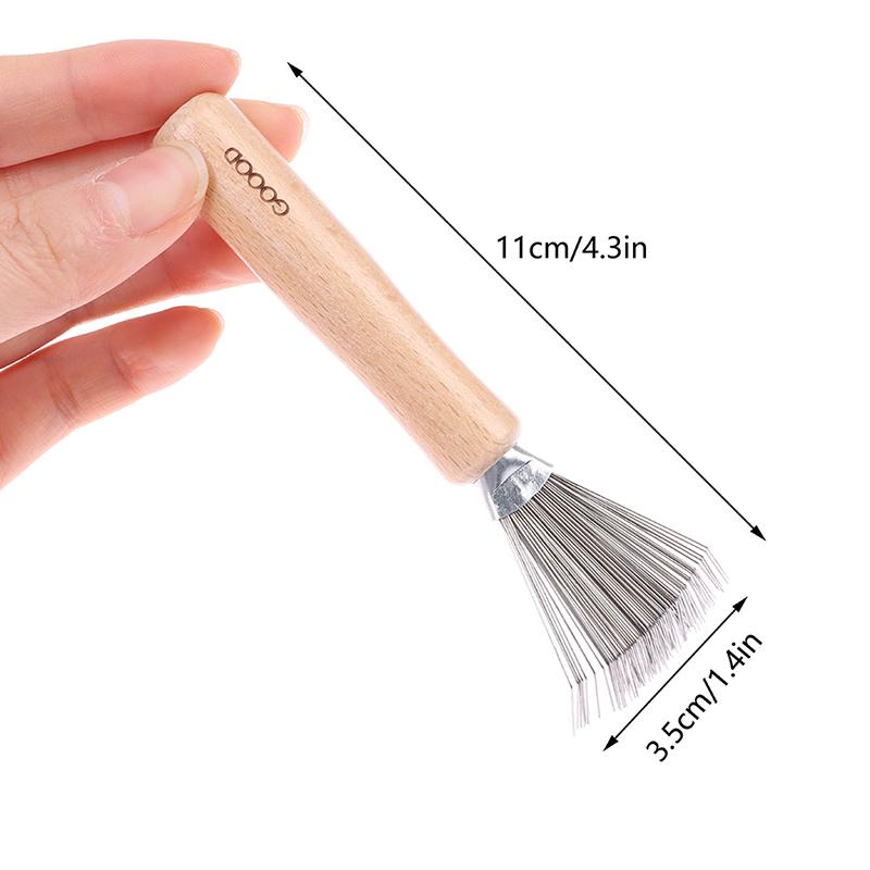 1Pc Wooden Comb Cleaner Delicate Cleaning Removable Comb Cleaner Tool Hair Brush Handle Embeded Tools