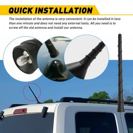 8"INCHES Antenna Short Mast Fit Radio Motorcycle Street Road Car AM/FM Black Sho