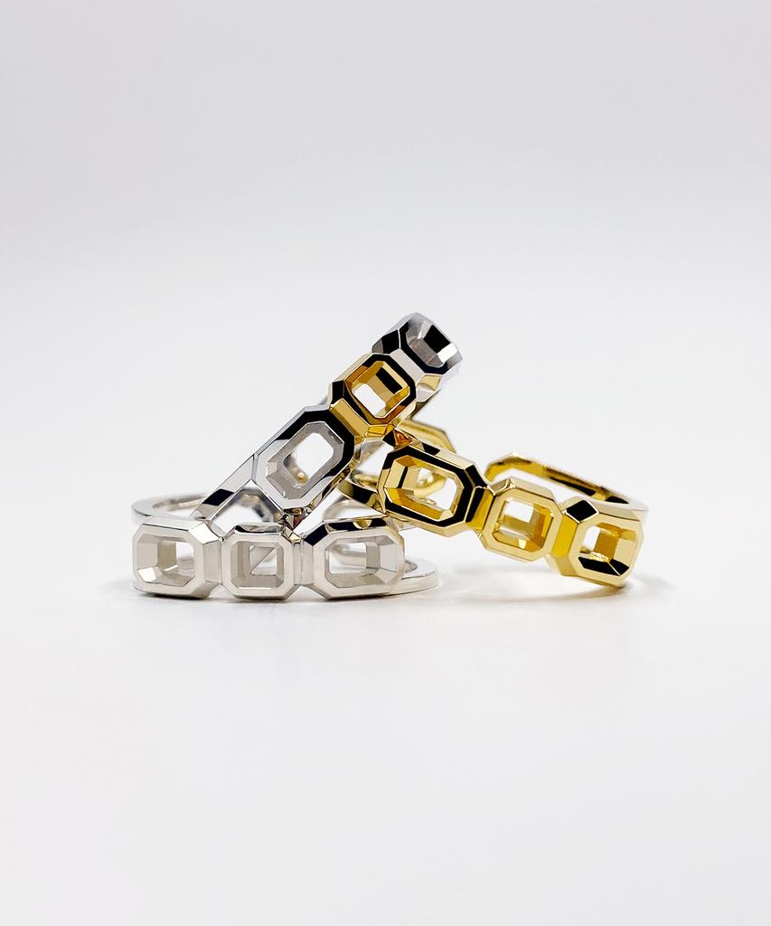 Kudos Interlocking Triple Octagon Ring