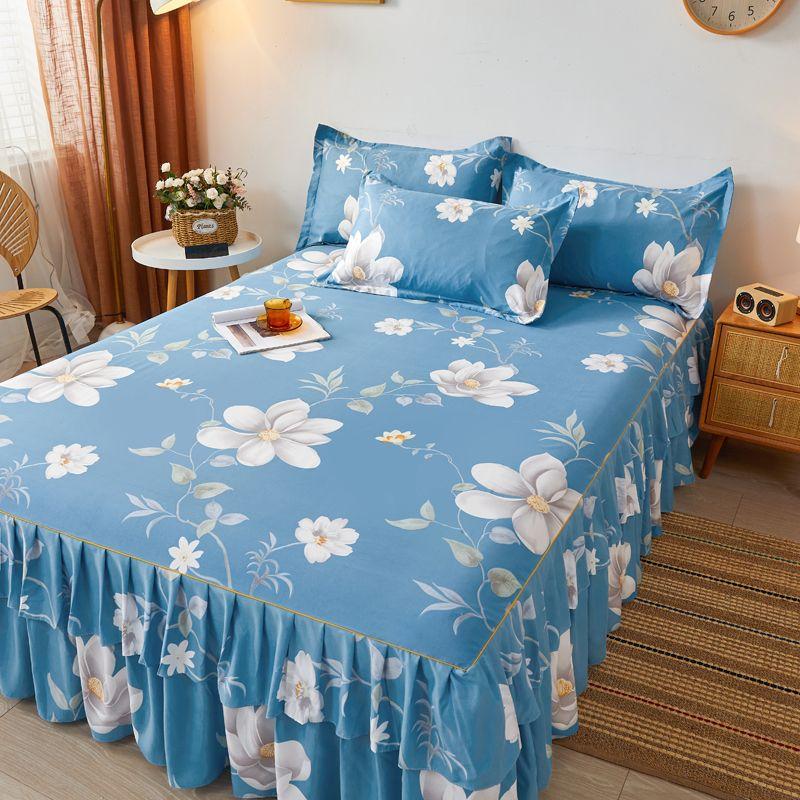 3Pcs Set Cotton  New Brushed Bed Skirt Bed Cover Simmons Bed Cover Protector Bed Sheet Set Queen Size Bed Sheets Set Skirt