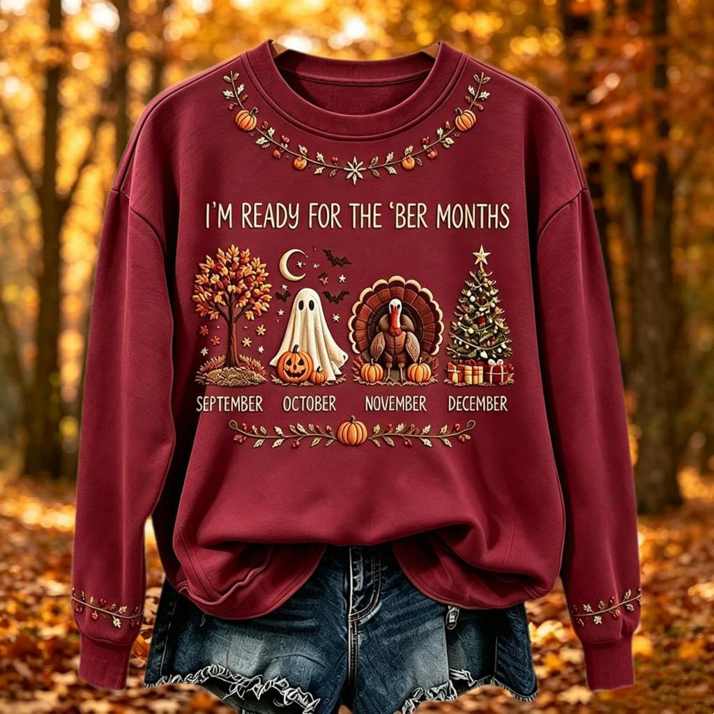 Women's Halloween Printed Long Sleeve Sweatshirt Casual Pullover Top