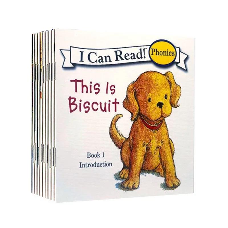 

12 Books/set Biscuit Dog Series Picture Book Baby Kids English Cartoon Books Children Learn Words Educational Reading Book 12 Books