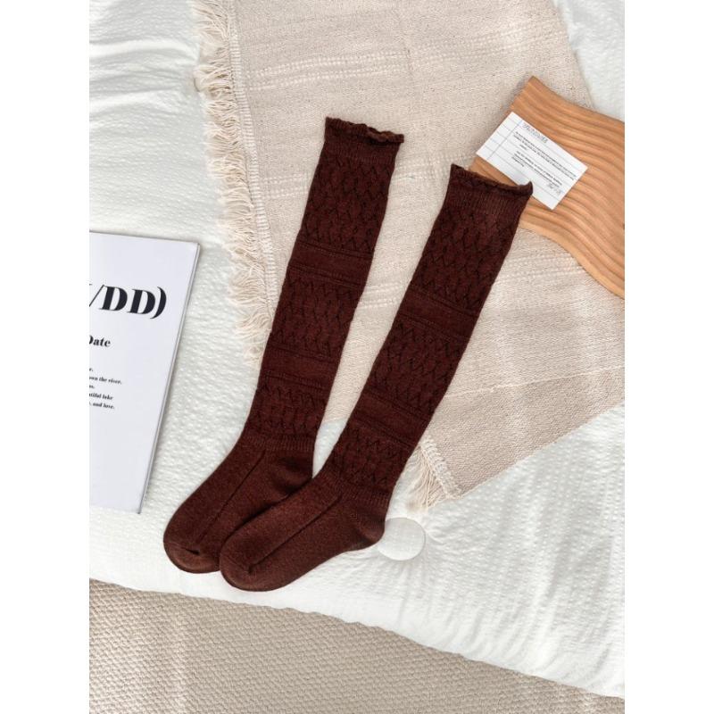 Retro Perforated Wool Ankle Socks, Children's Mid-length Pile Socks, Winter and Autumn Warm Long Socks, Boot Socks