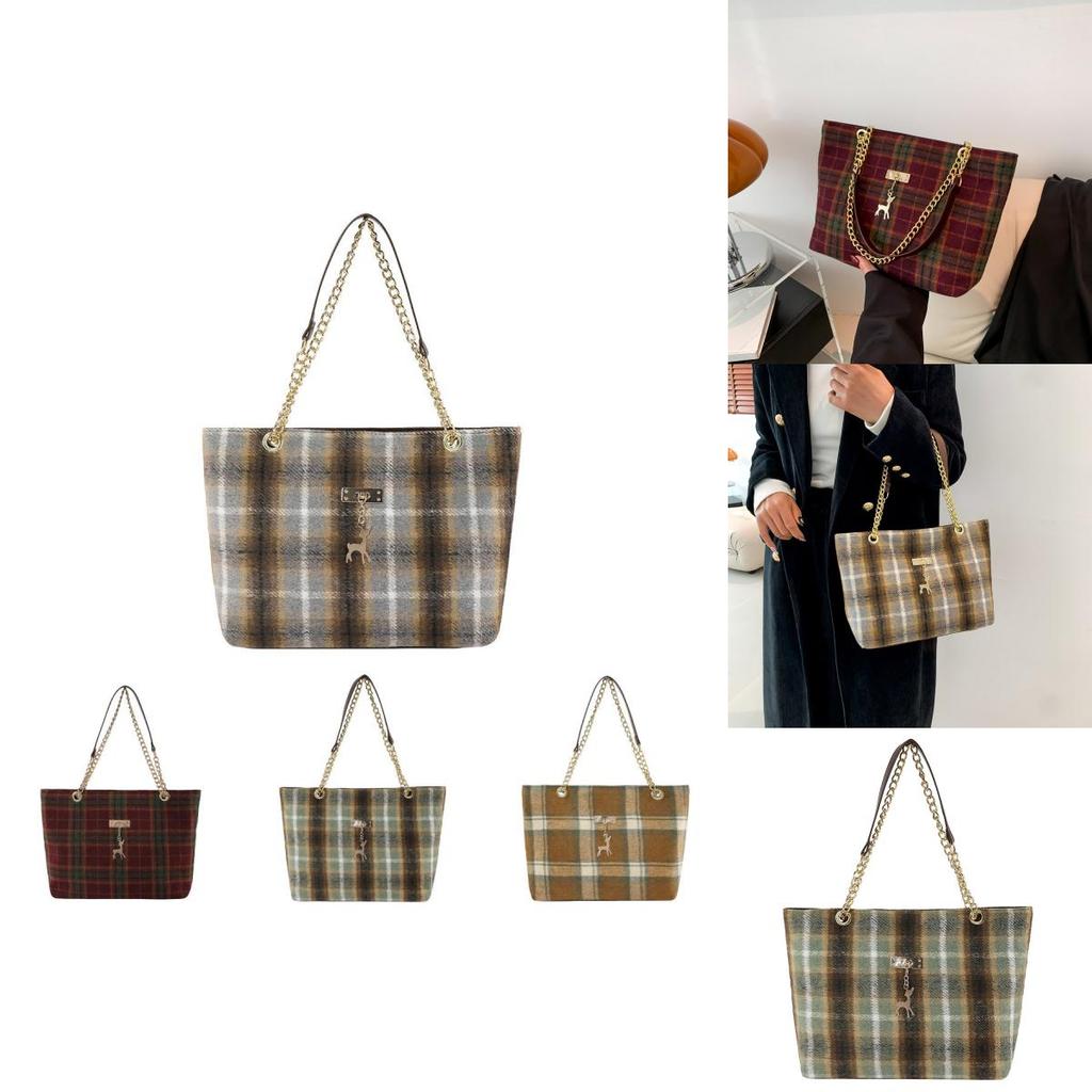 Trendy Woolen Color Block Striped Tote Bag For Women Ideal For Commuting And Everyday Use