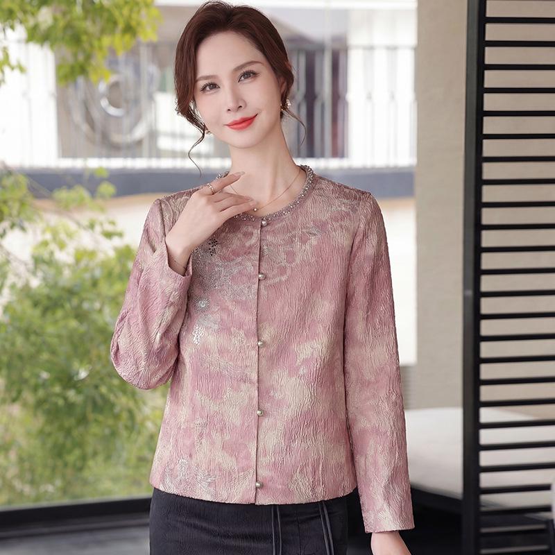 

2026 Autumn Women s Loose Short Jacket - New Chinese Chic with French Flair for Middle-Aged and Elderly Moms 2XL [Suggested Weight: 135-150 lbs] розовый