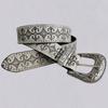 Retro Western Denim Belt with Pattern Rivet Texture Embossed Nail Beads