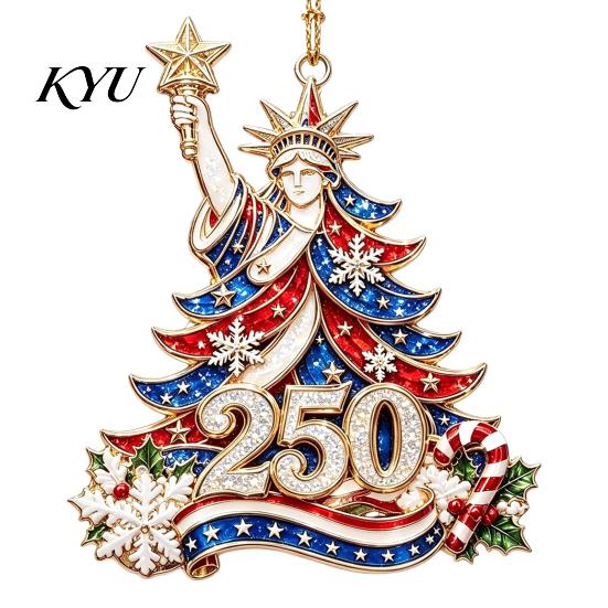 250th Anniversary Commemorative Gift 250 USA Christmas Ornament, United States 1776-2026 Tree Patriotic Decor Keepsake, Acrylic Holiday Hanging