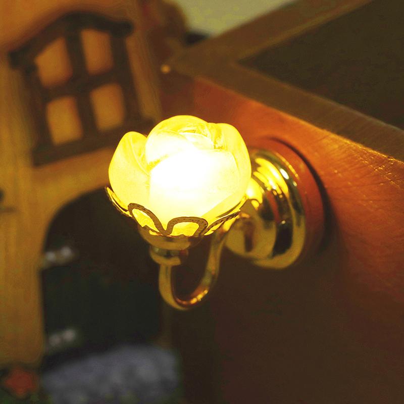 1:12 Dollhouse Miniature Wall Light Led Lamp Rose Wall Lamp Doll Room Decor Toy