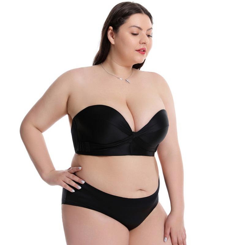 Large Size Strapless Bra Cross Non-slip Wrap Chest Seamless Gathered Women's Tube Top Large Chest Small Bra