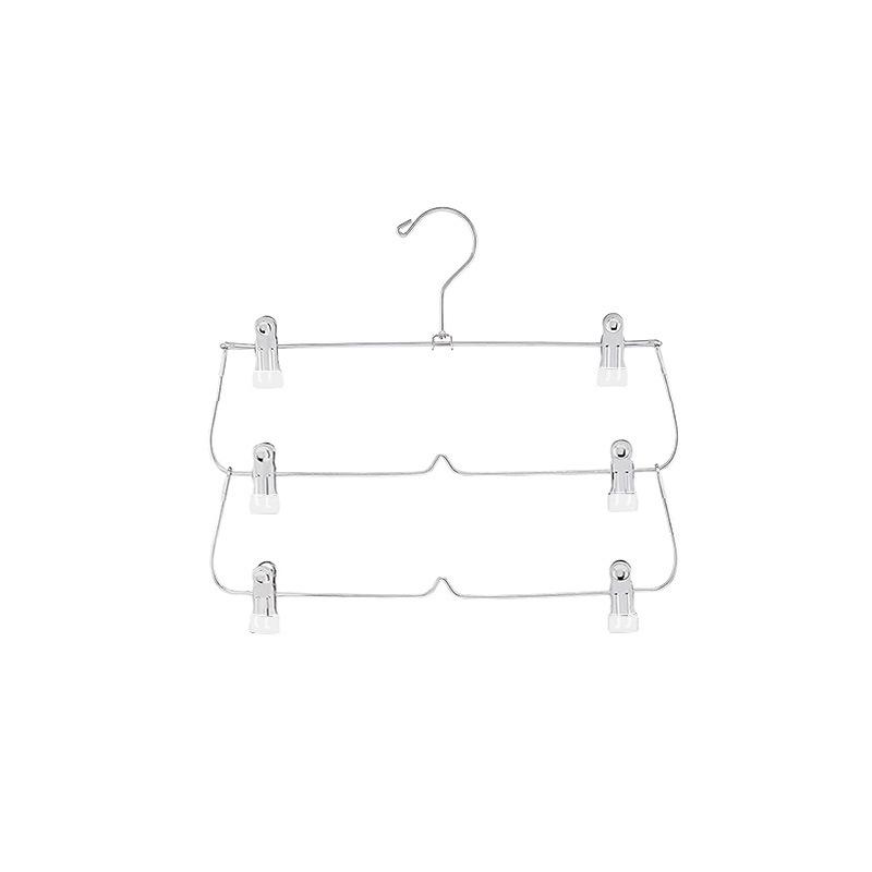 6-Layer Adjustable Foldable Metal Hanger with Clips for Skirts and Pants