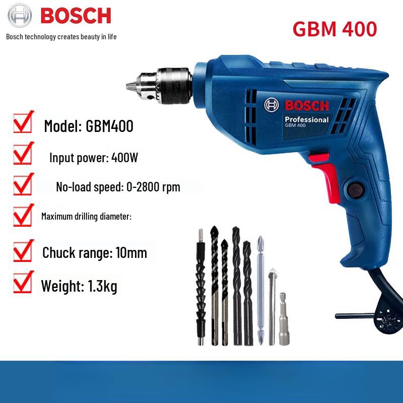 Bosch GBM400 Electric Drill with Forward/Reverse & Variable Speed CN plug (adapter included)