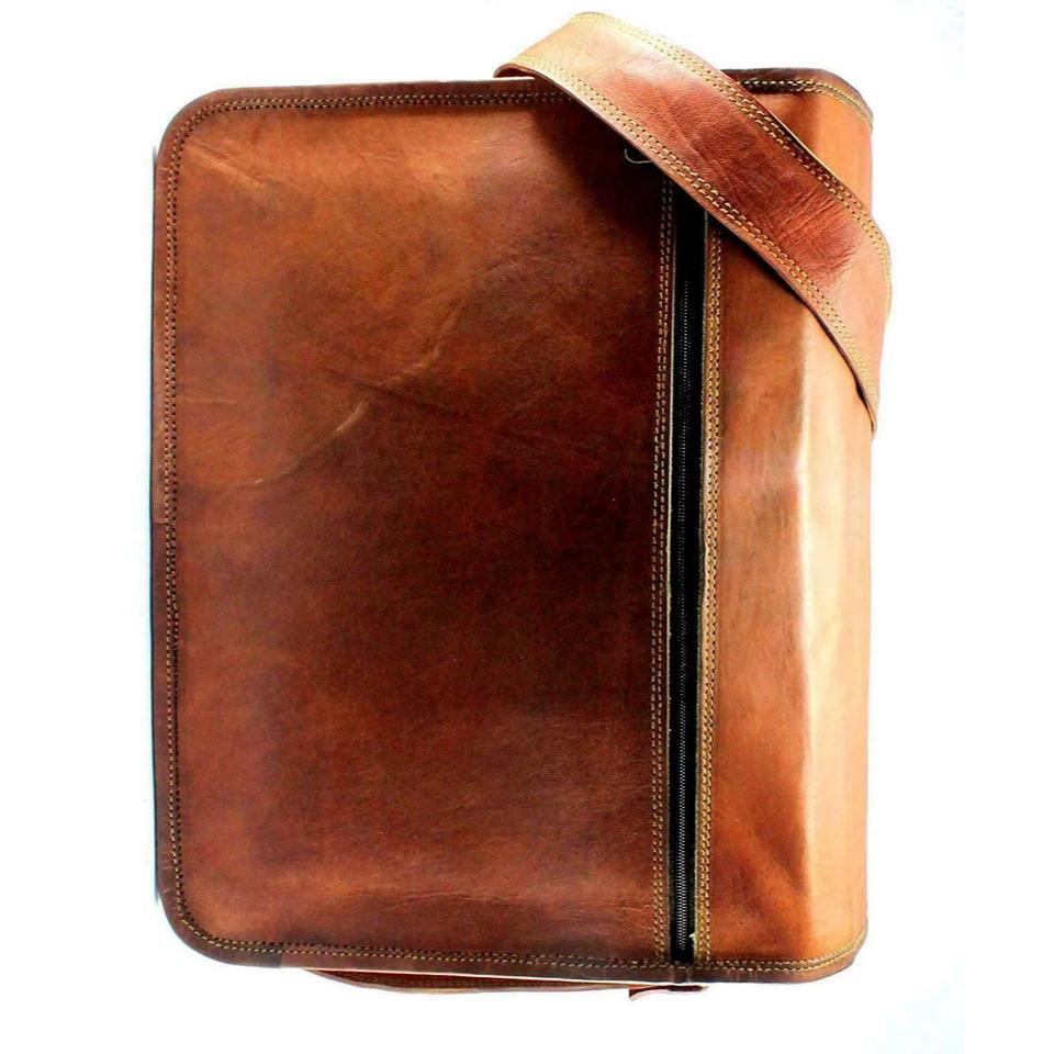 Vintage Leather Men's Handmade Brown Laptop Shoulder Satchel Messenger Bag