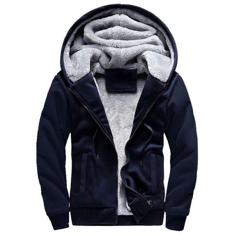 Men's Korean-Style Fleece Sweatshirt: Warm, Thick, Solid-Color Casual Wear
