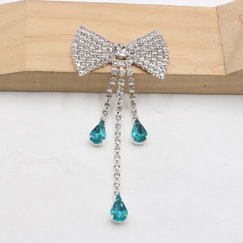 LKERAN New 2 Pieces of 37 * 80MM Welded Flat Bottom Bow, Rhinestone Tassel Clothing Bag Decoration DIY Accessories