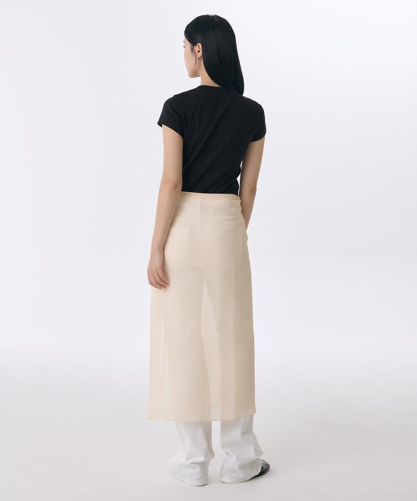 Musinsa Standard Woman Women'S Sheer Crinkle Layered Wrap Skirt_Long [Light Beige]
